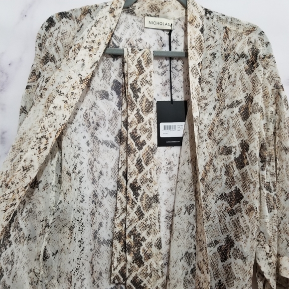 NICHOLAS Animal Print 100% Silk Kimono Duster, OS - Picture 9 of 15